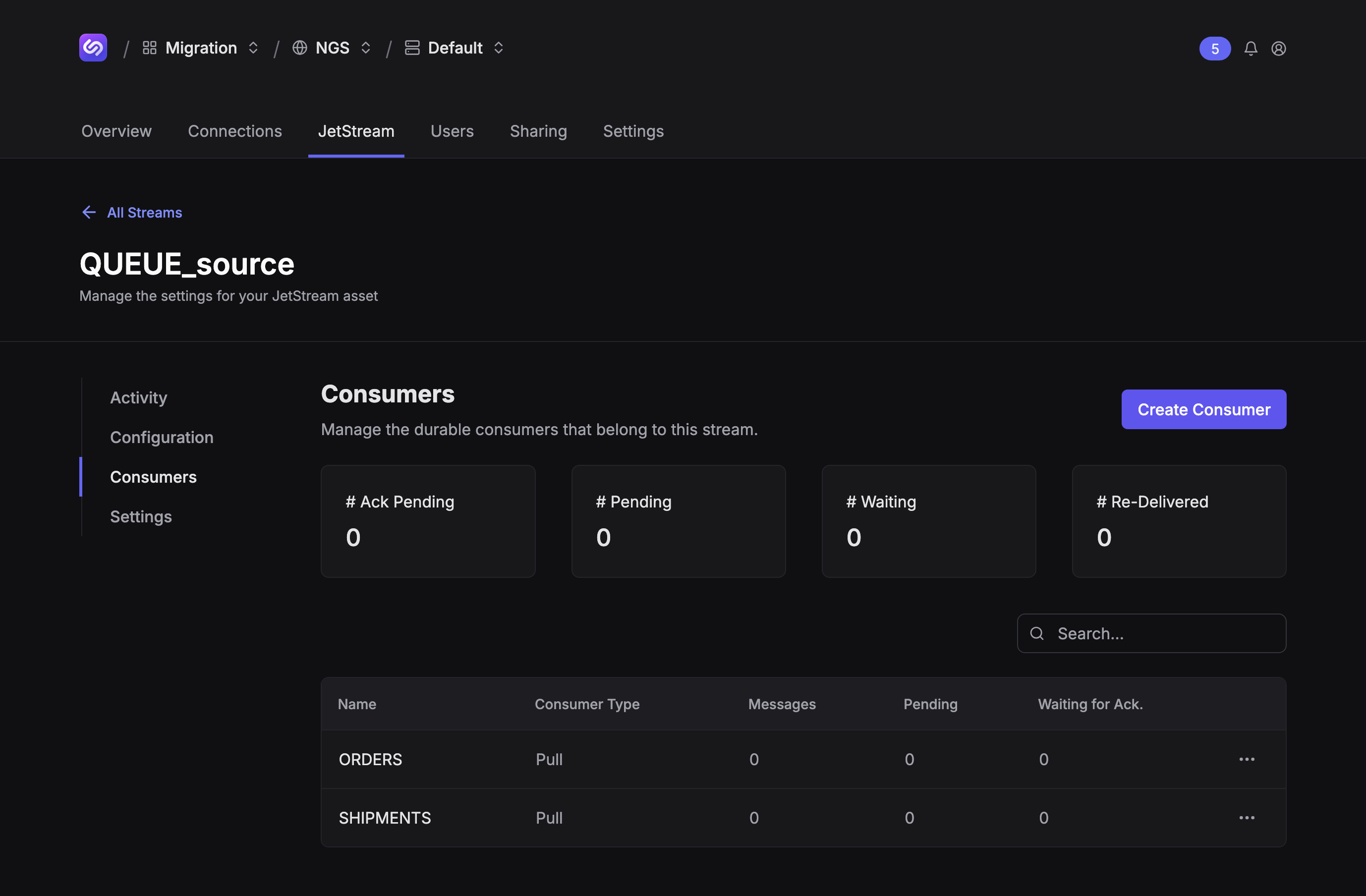 Synadia Cloud stream